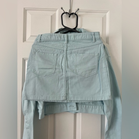Forever 21 baby blue jean jacket and skirt set - Picture 2 of 5